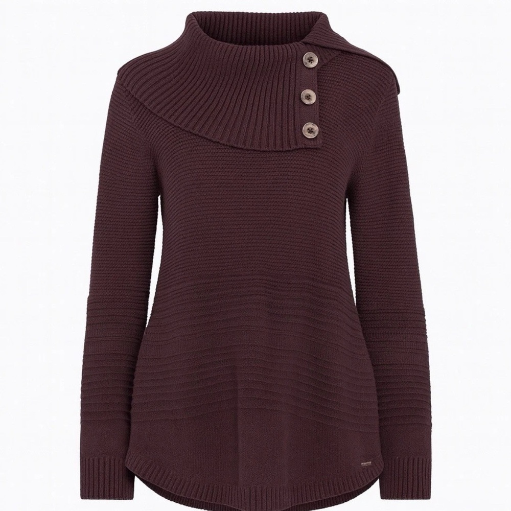 Calvin‎ Klein Sweater Women's Large Purple Plum Gold Buttons NWT Waffle Knit New